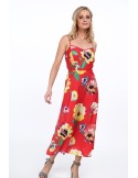 Red summer dress with flowers for everyday use MP60092 - Online store - Boutique